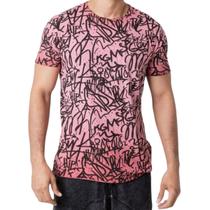 Camiseta Masculina Slim Fit Art Full Rosa Biotwo Camiseta Masculina Slim Fit Art Full Rosa Biotwo