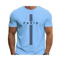 Camiseta Masculina Slim Fit de Algodão - Estampa Paris - Manga Curta