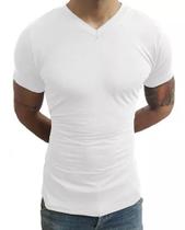 Camiseta Masculina Slim Fit Gola V Manga Curta Básic Sjons Camiseta Masculina Slim Fit Gola V Manga Curta Básic Sjons