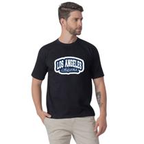 Camiseta Masculina Slim Fit Manga Curta Estampa Personalizada Los Angeles Algodão Premium