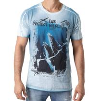 Camiseta Masculina Slim Fit The Protect Wildlife Azul Biotwo Camiseta Masculina Slim Fit The Protect Wildlife Azul Biotwo