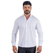 Camiseta Masculina Social Branco Manga Longa