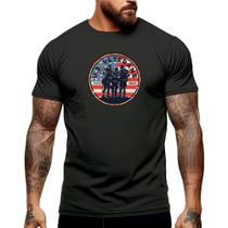 Camiseta Masculina Soldados USA Exercíto Manga Curta Gola Redonda Academia Shopping 100% Algodão