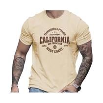 Camiseta Masculina Solta de Algodão - Estampa Costa Oeste da Califórnia - Casual e Esportiva