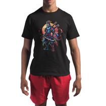 Camiseta Masculina Street GuGi Estampa Cartoon Samurai Shinobi Ninja Manga Curta Algodão Premium