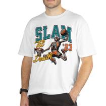 Camiseta Masculina Street Manga Curta Estampa Basquete Caveira Slam Dunk Algodão Premium GuGi