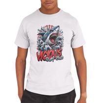 Camiseta Masculina Streetwear Algodão Premium Estampa Tubarão Vicious