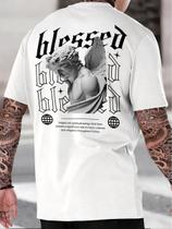Camiseta Masculina Streetwear Camisa Algodão Blessed Slim Envio Imediato Camiseta Masculina Streetwear Camisa Algodão Blessed Slim Envio Imediato