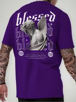 Camiseta Masculina Streetwear Camisa Algodão Blessed Slim Envio Imediato Camiseta Masculina Streetwear Camisa Algodão Blessed Slim Envio Imediato