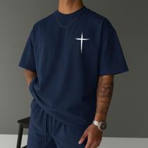 Camiseta Masculina Streetwear Cruz Evangélica Gospel Camisa Unissex Tecido 100% Algodão Premium Mang