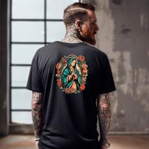 Camiseta Masculina Streetwear Nossa Senhora - Estampa Gráfica, Manga Curta, Algodão 100% T-Shirt ,