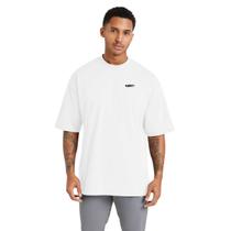 Camiseta Masculina Streetwear Oversized para Academia e Treinos, Tecido de Algodão Mão Camiseta Masculina Streetwear Oversized para Academia e Treinos, Tecido de Algodão Mão
