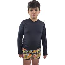 Camiseta Masculina Teen Manga Longa UV 50+ Preto Camiseta Masculina Teen Manga Longa UV 50+ Preto