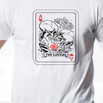 Camiseta Masculina The Lovers Caveira Rosa Gótica Casual Dia Dos Namorados Streetwear 100% Algodão