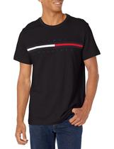 Camiseta masculina Tommy Hilfiger de manga curta com logotipo preto azeviche