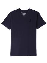 Camiseta masculina Tommy Hilfiger, manga curta, decote em V, azul marinho, 5 anos