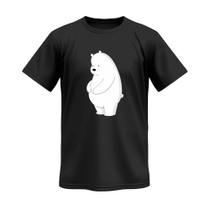 Camiseta Masculina Urso Polar 100% Algodão Preta