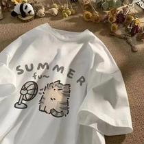 Camiseta Masculina Verão - Manga Curta, Estilo Relaxed Fit - Fan Cat American Streetwear