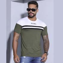 Camiseta Masculina Verde c/ Branca Gola O Pit Bull 84022