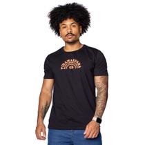 Camiseta Masculina Vida Marinha Manga Curta com Estampa Preto