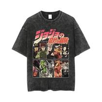 Camiseta Masculina Vintage De Algodão Lavado, Estilo Hip Hop De Verão, Estampa De Anime, Casual,