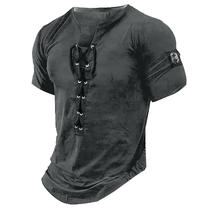 Camiseta Masculina Vintage De Manga Curta Com Estampa Gráfica Bordada E Cordão, Clássica, Básica E Camiseta Masculina Vintage De Manga Curta Com Estampa Gráfica Bordada E Cordão, Clássica, Básica E