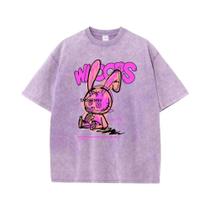 Camiseta masculina vintage lavada de manga curta nova moda simples e solta