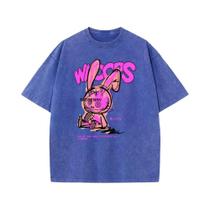 Camiseta masculina vintage lavada de manga curta nova moda simples e solta