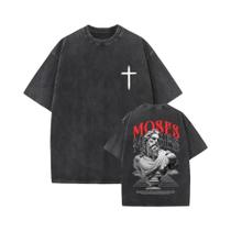 Camiseta Masculina Vintage Lavada Y2K Com Estampa Religiosa Jesus Perdoa-lhes Pai - Blusa E