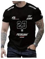Camiseta masculina VIPWOLF com número de carro de corrida estampado preta Camiseta masculina VIPWOLF com número de carro de corrida estampado preta