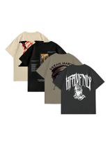 Camiseta masculina VIPWOLF de 4 peças com estampa Y2K, manga curta Camiseta masculina VIPWOLF de 4 peças com estampa Y2K, manga curta