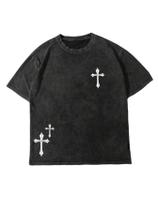 Camiseta masculina VIPWOLF estampada de tamanho grande, manga curta, preta Camiseta masculina VIPWOLF estampada de tamanho grande, manga curta, preta