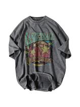 Camiseta masculina VIPWOLF, estampada, grande, Y2K, vintage, cinza escuro Camiseta masculina VIPWOLF, estampada, grande, Y2K, vintage, cinza escuro