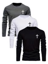 Camiseta masculina VIPWOLF, manga comprida, estampada em letras, casual Camiseta masculina VIPWOLF, manga comprida, estampada em letras, casual