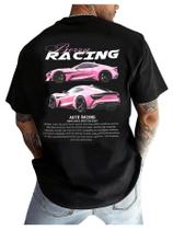 Camiseta masculina WDIRARA Car Letter Graphic, manga curta, preta Camiseta masculina WDIRARA Car Letter Graphic, manga curta, preta