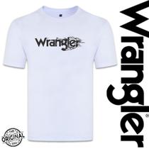 Camiseta Masculina Wrangler Básica Manga Curta Branca Com Logo Estampado Preto REF.WM5508