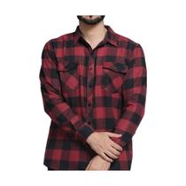 Camiseta Masculina Xadrez Flanelada Com Bolsos Manga Longa Premium