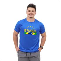 Camiseta Masculinas Dry Fit Estampa Brasil Faixa Academia Treino