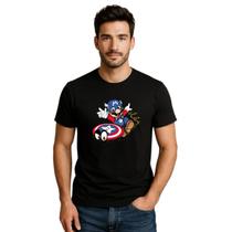 Camiseta Masculino Super Mario Capitao America 100% Algodão