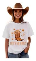 Camiseta Max T-Shirt Country Feminina - Estampa Bota e Chapéu Let's