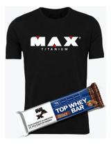Camiseta Max Titanium Brinde Whey Bar Dry Fit Treino Camisa -