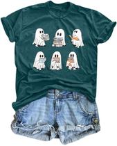 Camiseta MAXIMGR Halloween Teacher Ghost Reading Books Feminina Camiseta MAXIMGR Halloween Teacher Ghost Reading Books Feminina