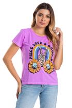 Camiseta Meia Malha Estonada Peace&Love Violeta