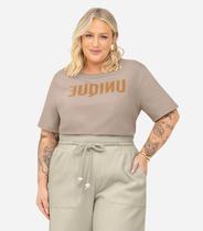 Camiseta Meia Malha Plus Size Secret Glam Marrom