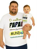 Camiseta Melhor Papai Do Mundo Com Body de Bebê Pai Tamanho Especial Plus Size