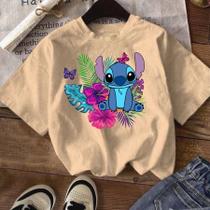 Camiseta Menina Over Estampa Exclusiva Stich