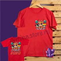 Camiseta Meninas Superpoderosas Academia Treino Fofo estampa frente e verso