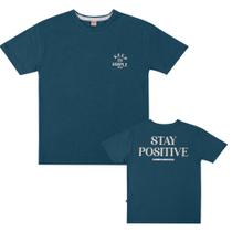 Camiseta Menino BGR em Algodão Estampa Frente e Costas Azul