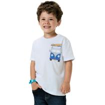 Camiseta Menino Kyly Em Meia Malha Cor Branca Estampa Kombi