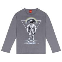 Camiseta Menino Kyly Manga Longa Mescla Grafite